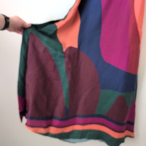 Farm Rio for Anthropologie Abstract Geometric High Neck Maxi Dress XS Multicolor - Picture 4 of 13